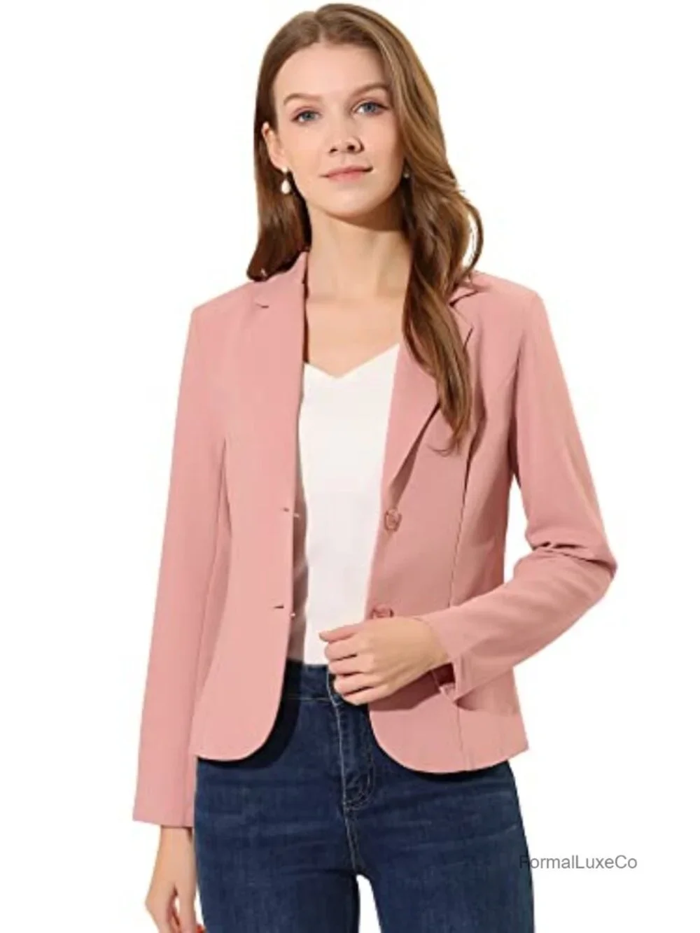 Allegra K Women's Work Office Blazer Stretch Lapel Collar Long Sleeve Jacket